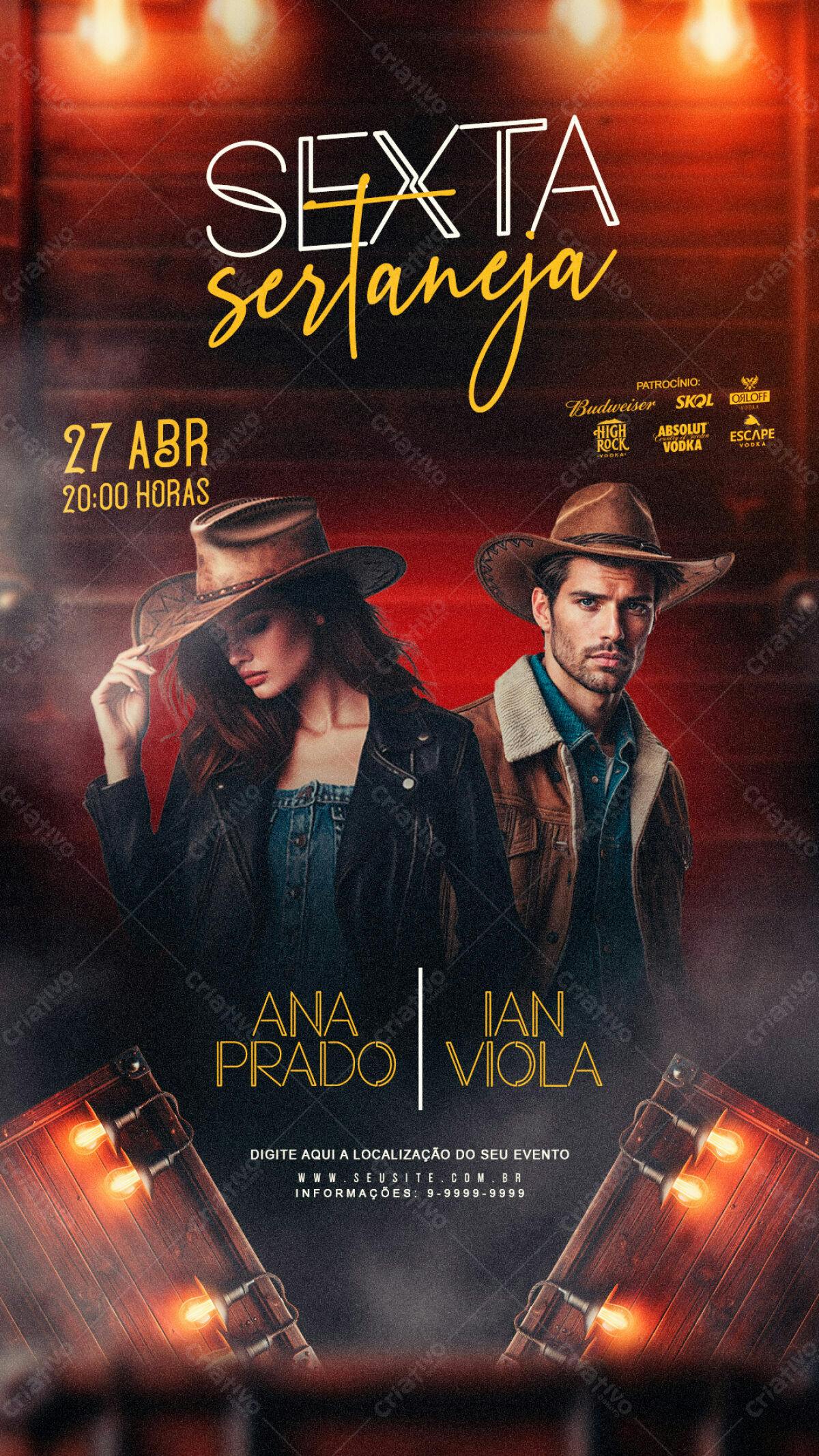 Flyer Festa Sertaneja PSD Editável