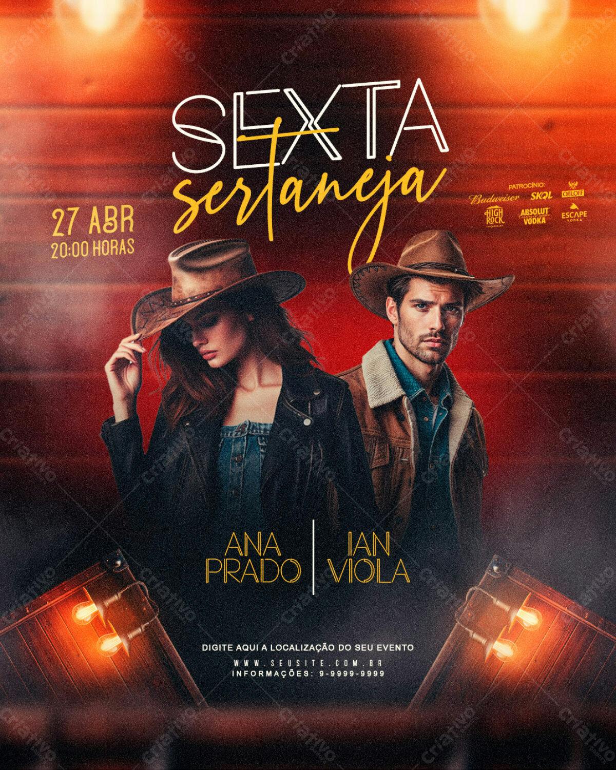 Flyer Festa Sertaneja PSD Editável