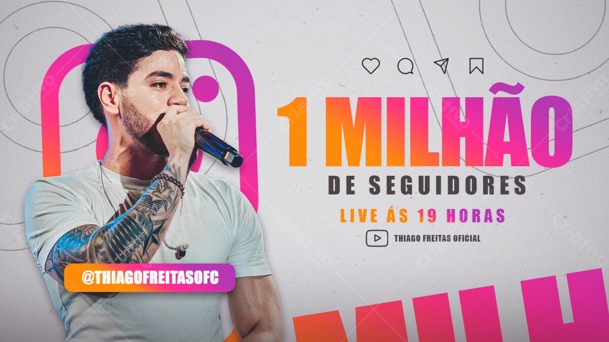 Flyer para Live 1 Milhão de Seguidores PSD Editável