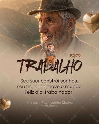 Seu suor constrói sonhos psd editável dia do trabalho