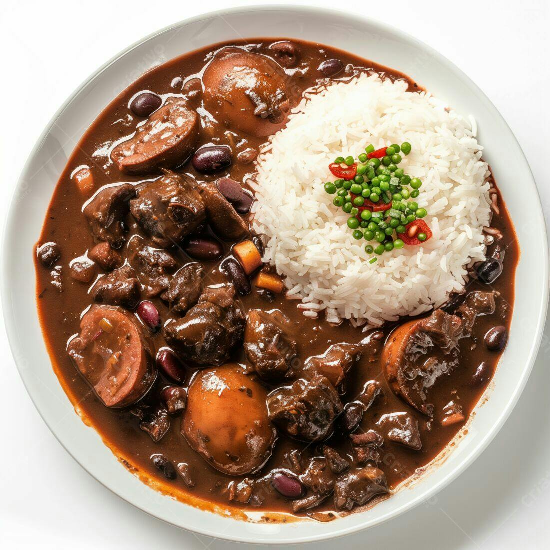 Prato de Feijoada com Arroz Branco