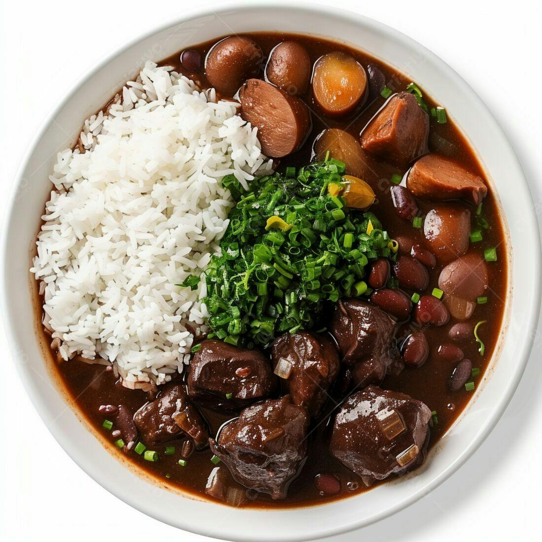 Feijoada com arroz branco e farofa