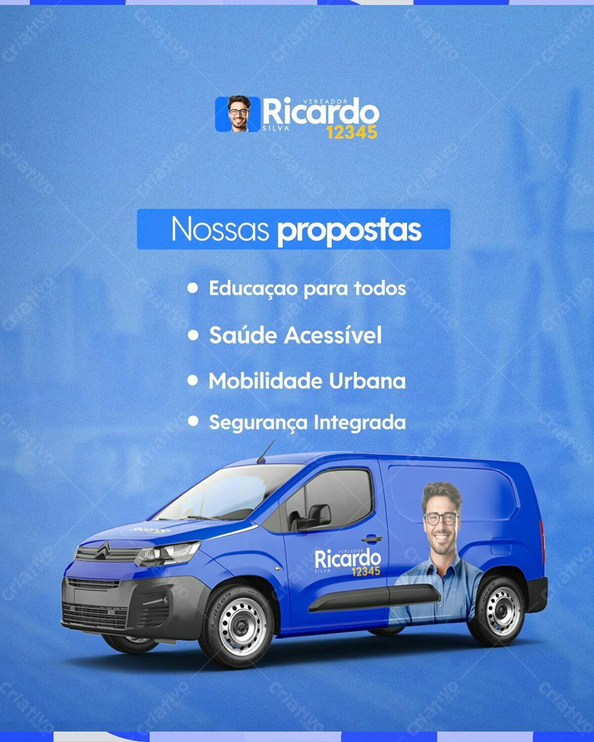 Modelo de Veículo para Campanha Política PSD Editável