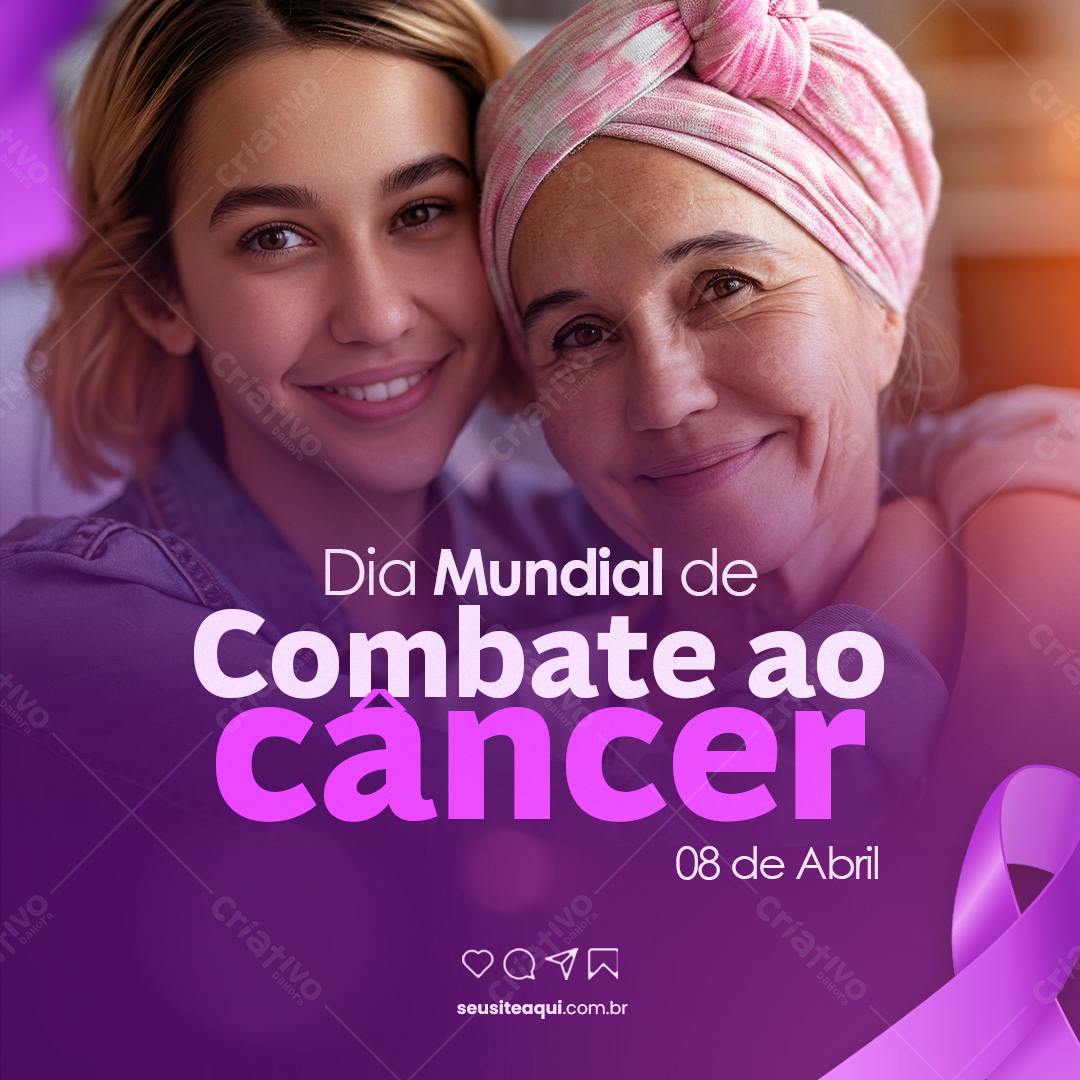 Post para o Dia Mundial de Combate ao Câncer PSD Editável