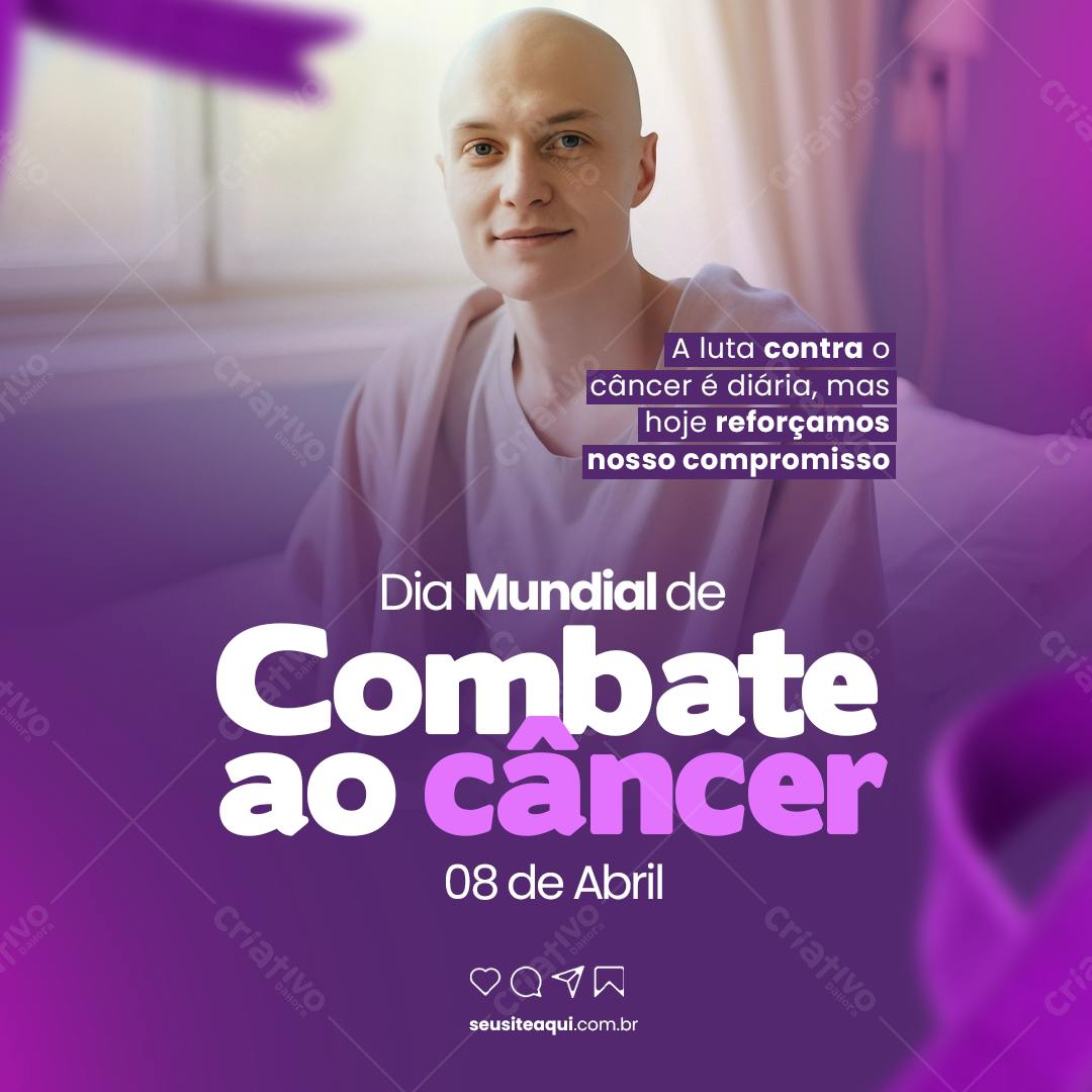 Flyer Dia Mundial de Combate ao Câncer PSD Editável