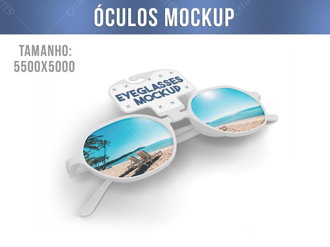 Mockup de Óculos de Sol Brancos em Cenário Tropical