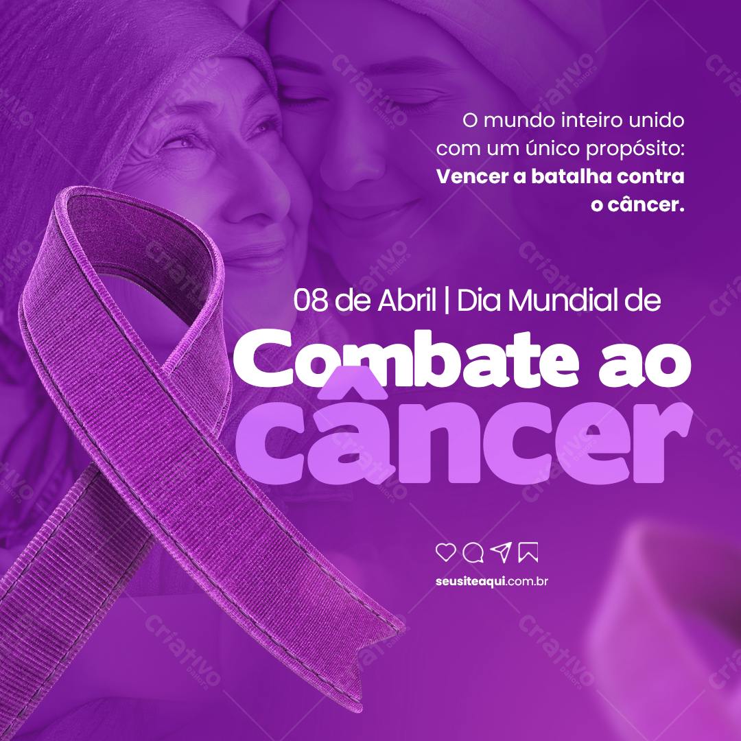 Post para Dia Mundial de Combate ao Câncer PSD Editável