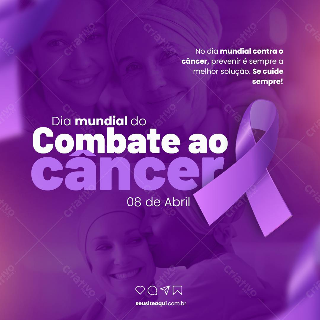 Post para o Dia Mundial do Combate ao Câncer PSD Editável