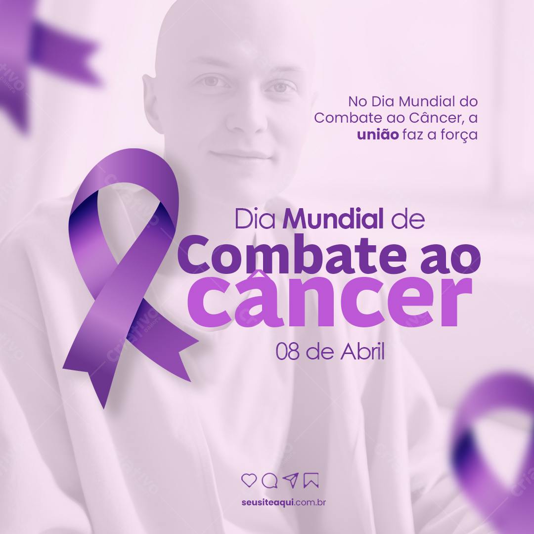 Post para Dia Mundial do Combate ao Câncer PSD Editável