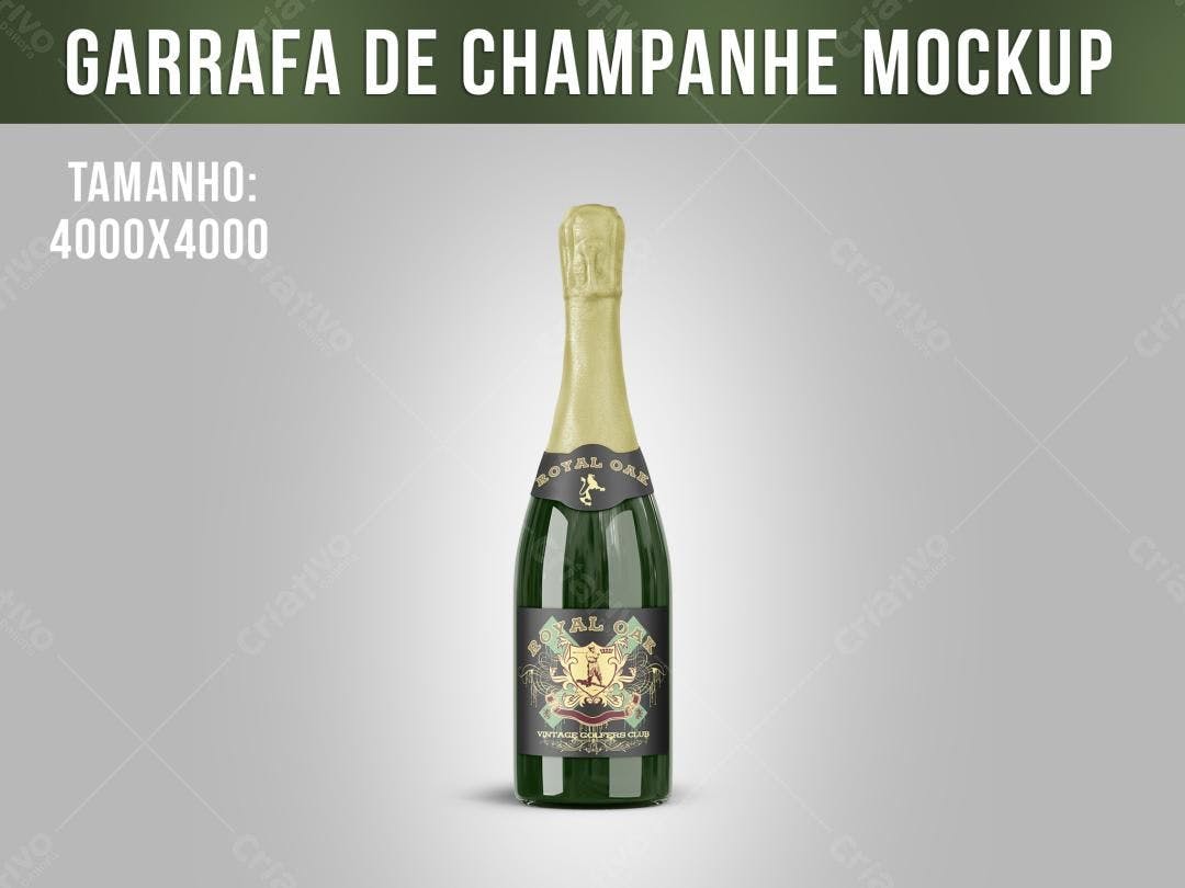 Mockup de Garrafa de Champanhe: Design Vintage