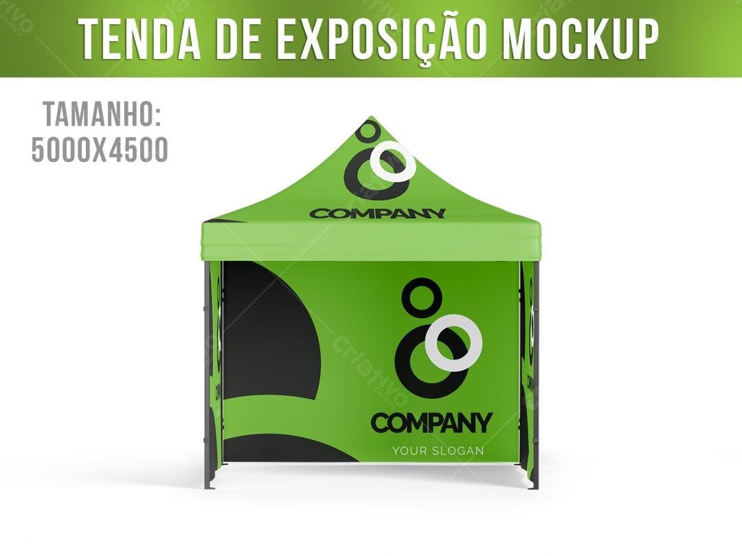 Mockup Tenda de Exposição Verde e Preta para Eventos