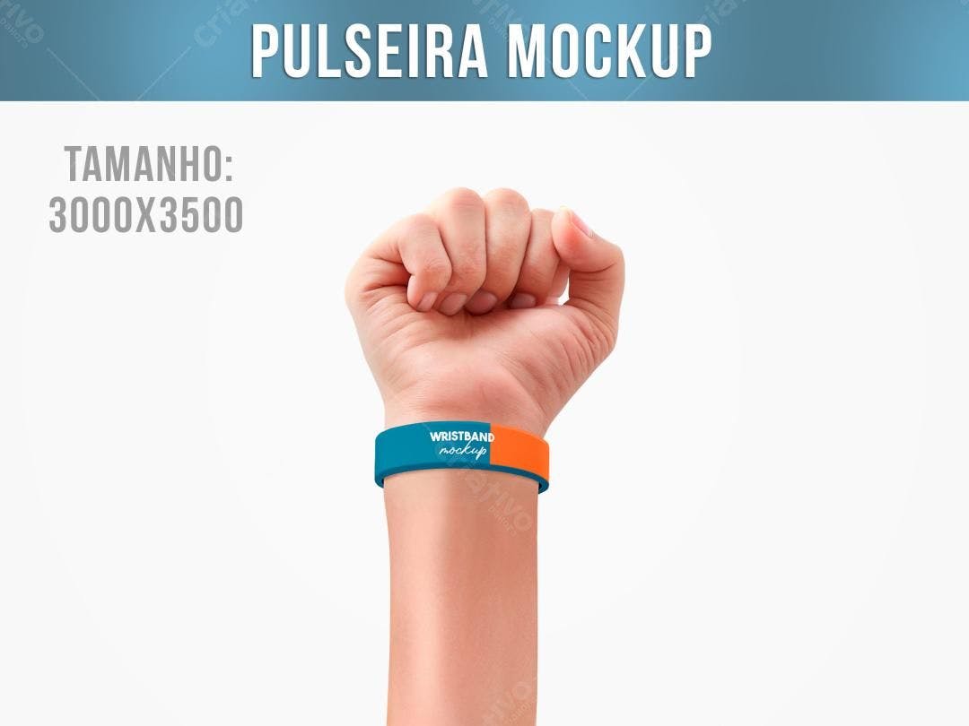 Mockup de Pulseira de Silicone Azul e Laranja