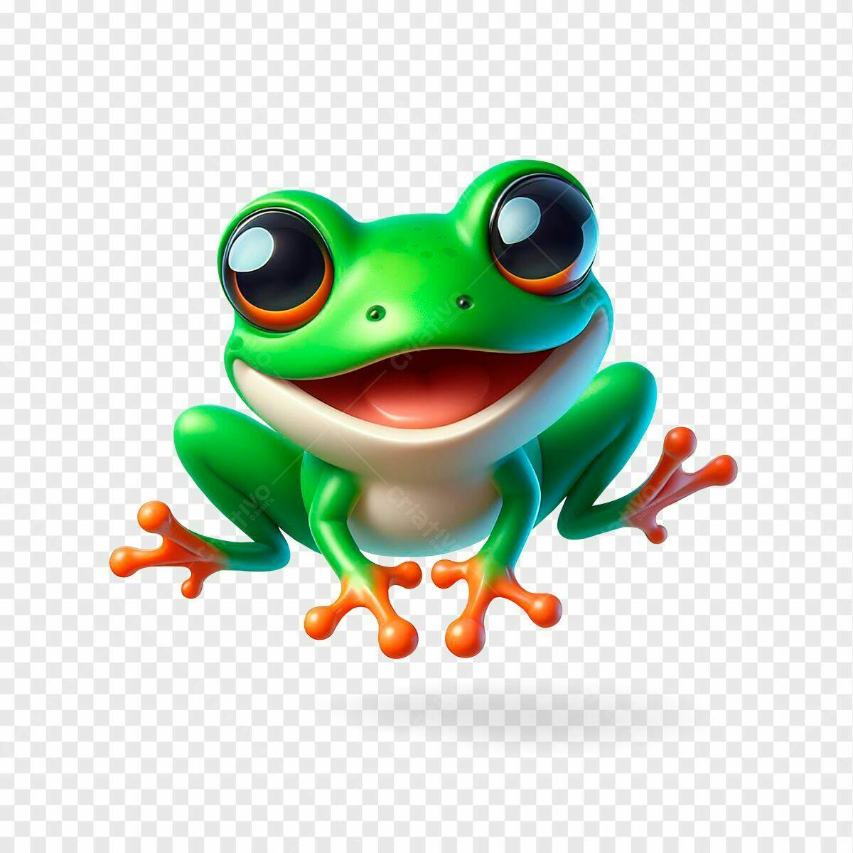 Ilustração Sapo Cartoon Verde PSD Editável