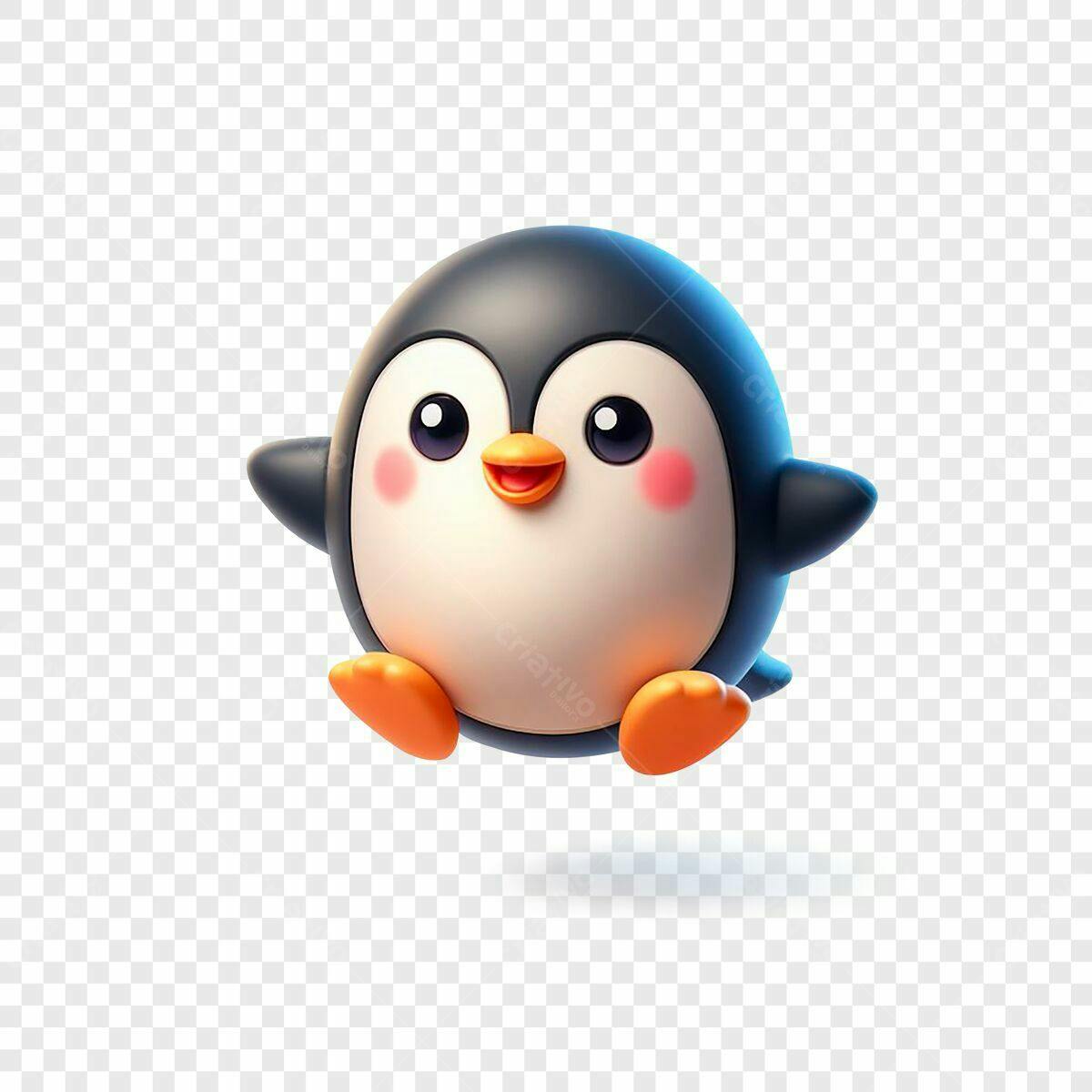 Pinguim Kawaii para Artes Infantis PSD Editável