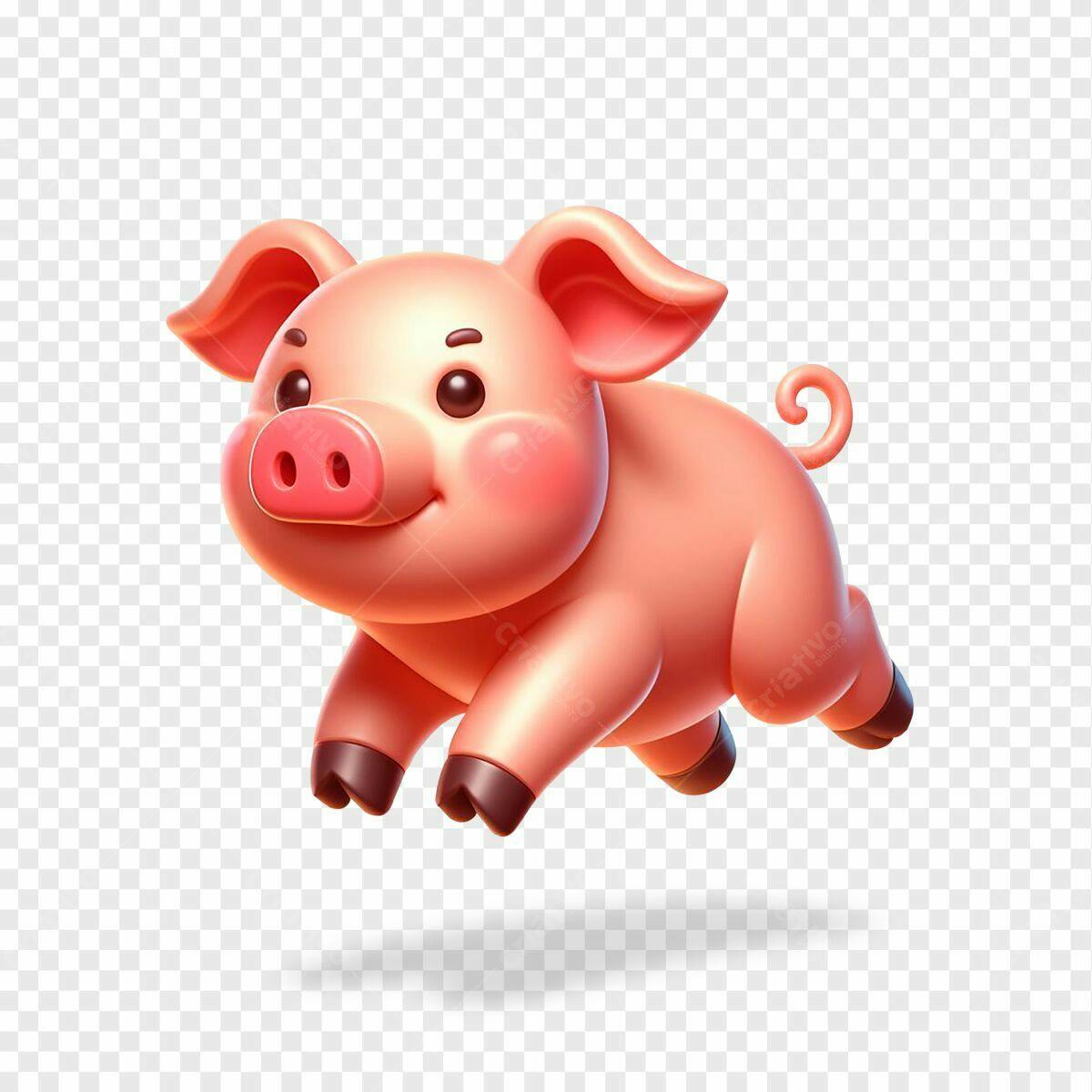 Ilustração de Porquinho Saltitante PSD Editável