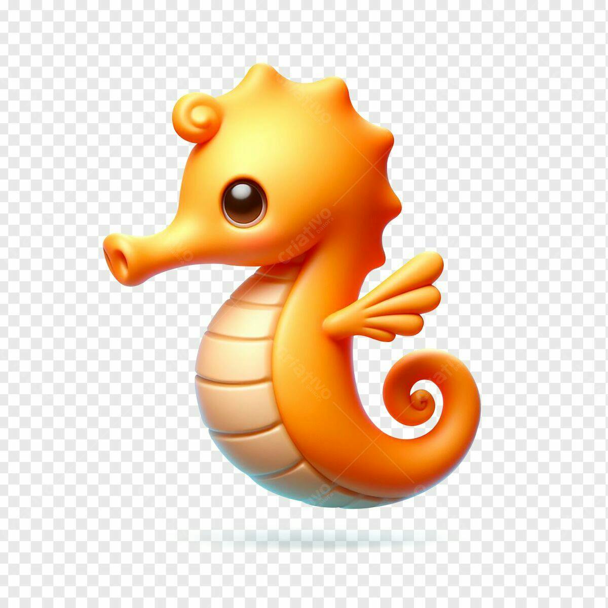 Ilustração de Cavalo Marinho Laranja PSD Editável