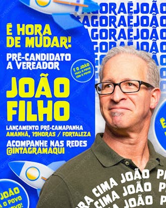 Arte social media pré candidato a vereador lançamento campanha eleições