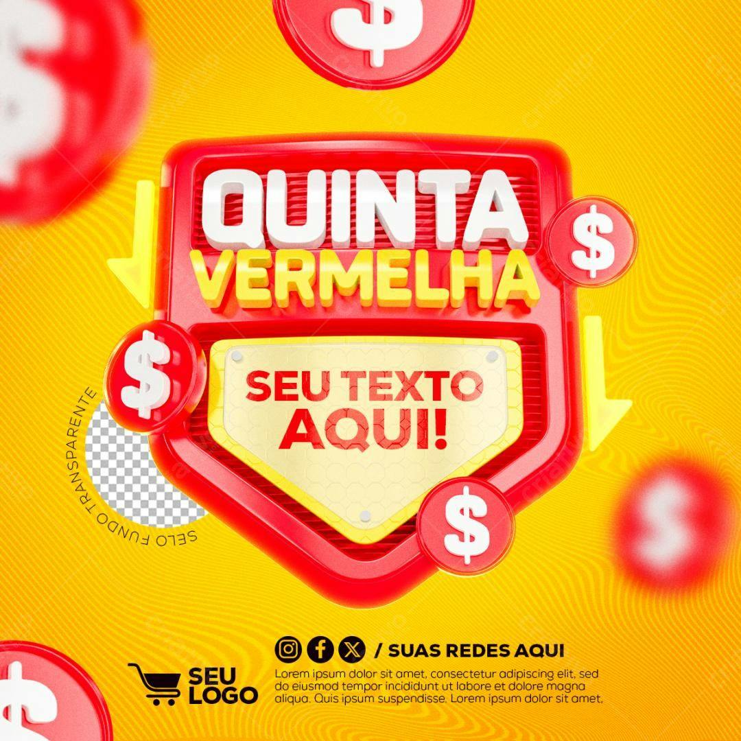 Selo 3D promocional vermelho e amarelo