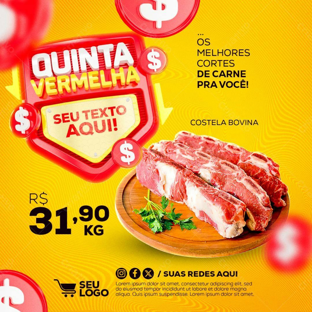 Flyer Quinta Vermelha Oferta Costela Bovina PSD Editável