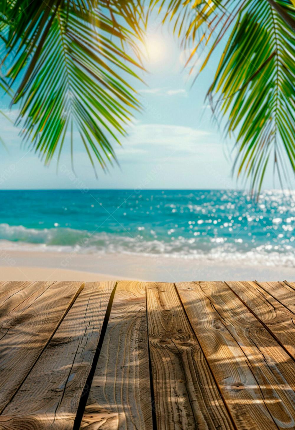 Imagem De Fundo Do Mar, Com Palmeira E A Luz Do Sol Brilhando