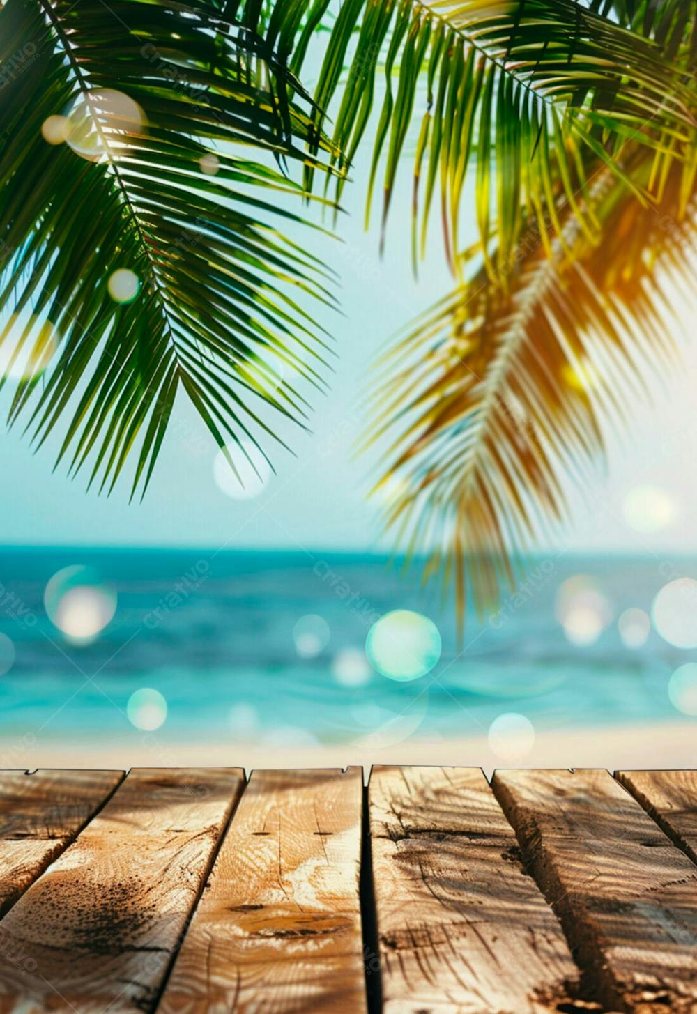 Imagem De Fundo Do Mar, Com Palmeira E A Luz Do Sol Brilhando