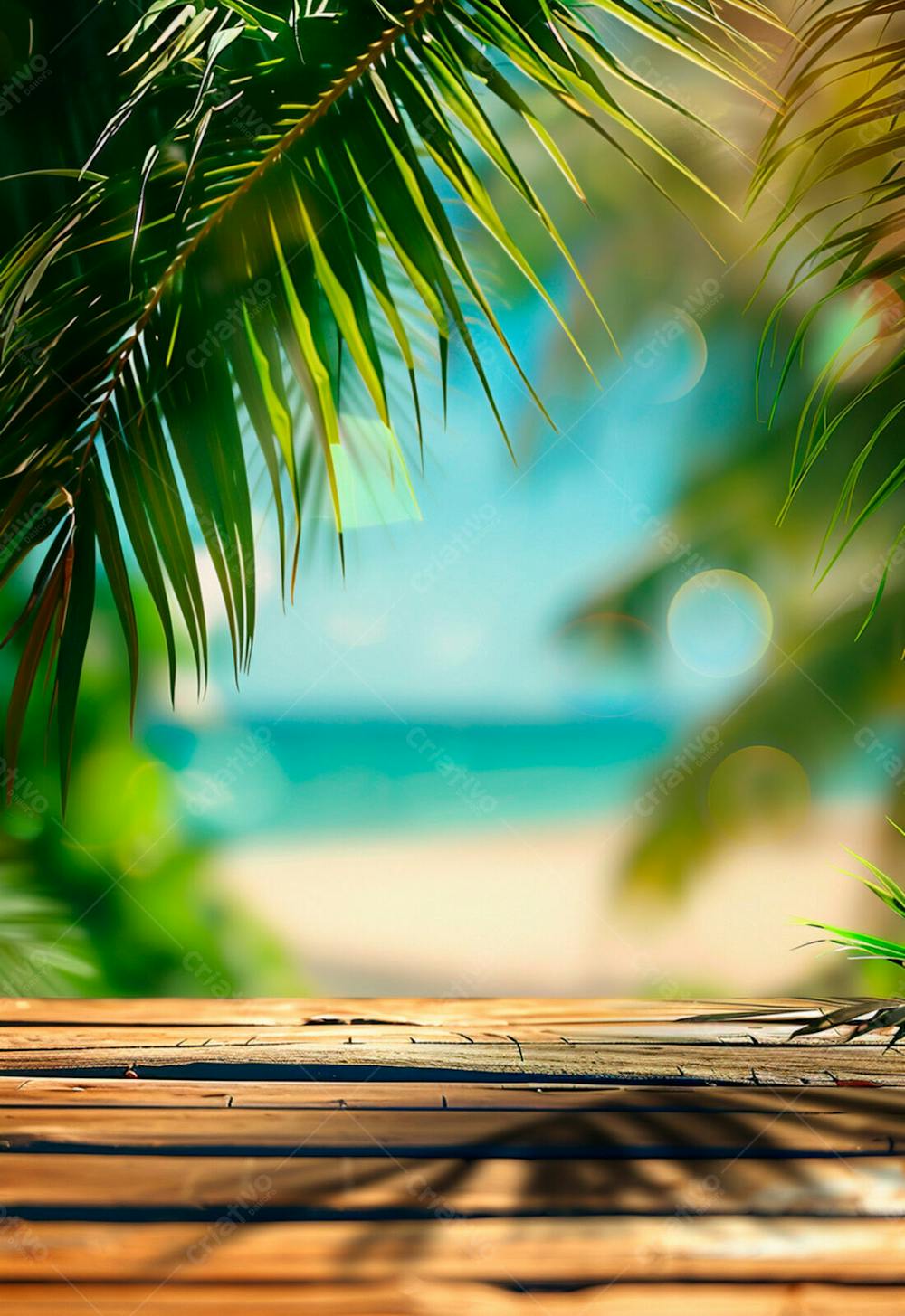 Imagem De Fundo Do Mar, Com Palmeira E A Luz Do Sol Brilhando