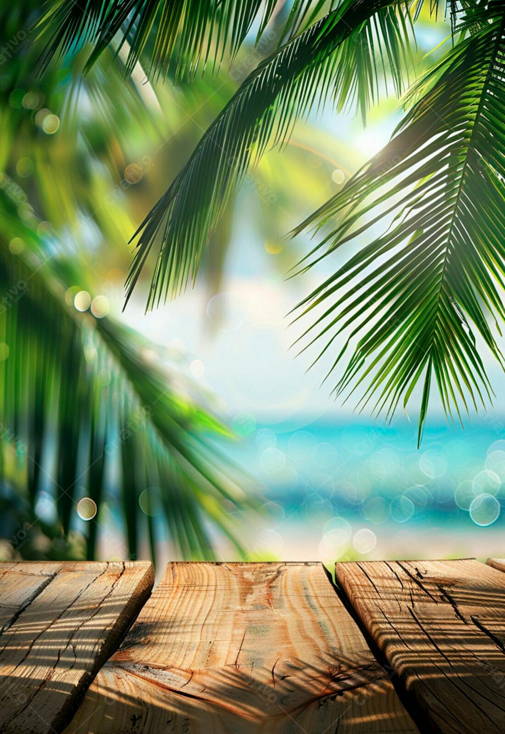 Imagem De Fundo Do Mar, Com Palmeira E A Luz Do Sol Brilhando