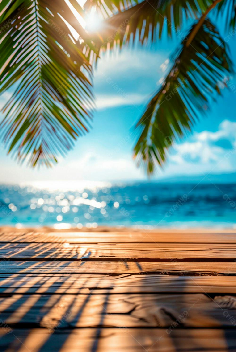 Imagem De Fundo Do Mar, Com Palmeira E A Luz Do Sol Brilhando