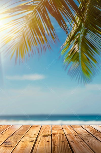 Imagem De Fundo Do Mar, Com Palmeira E A Luz Do Sol Brilhando