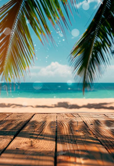 Imagem De Fundo Do Mar, Com Palmeira E A Luz Do Sol Brilhando