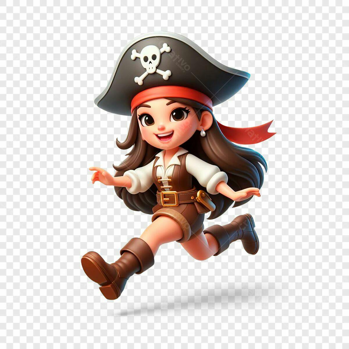 Personagem Pirata Feminina PSD Editável