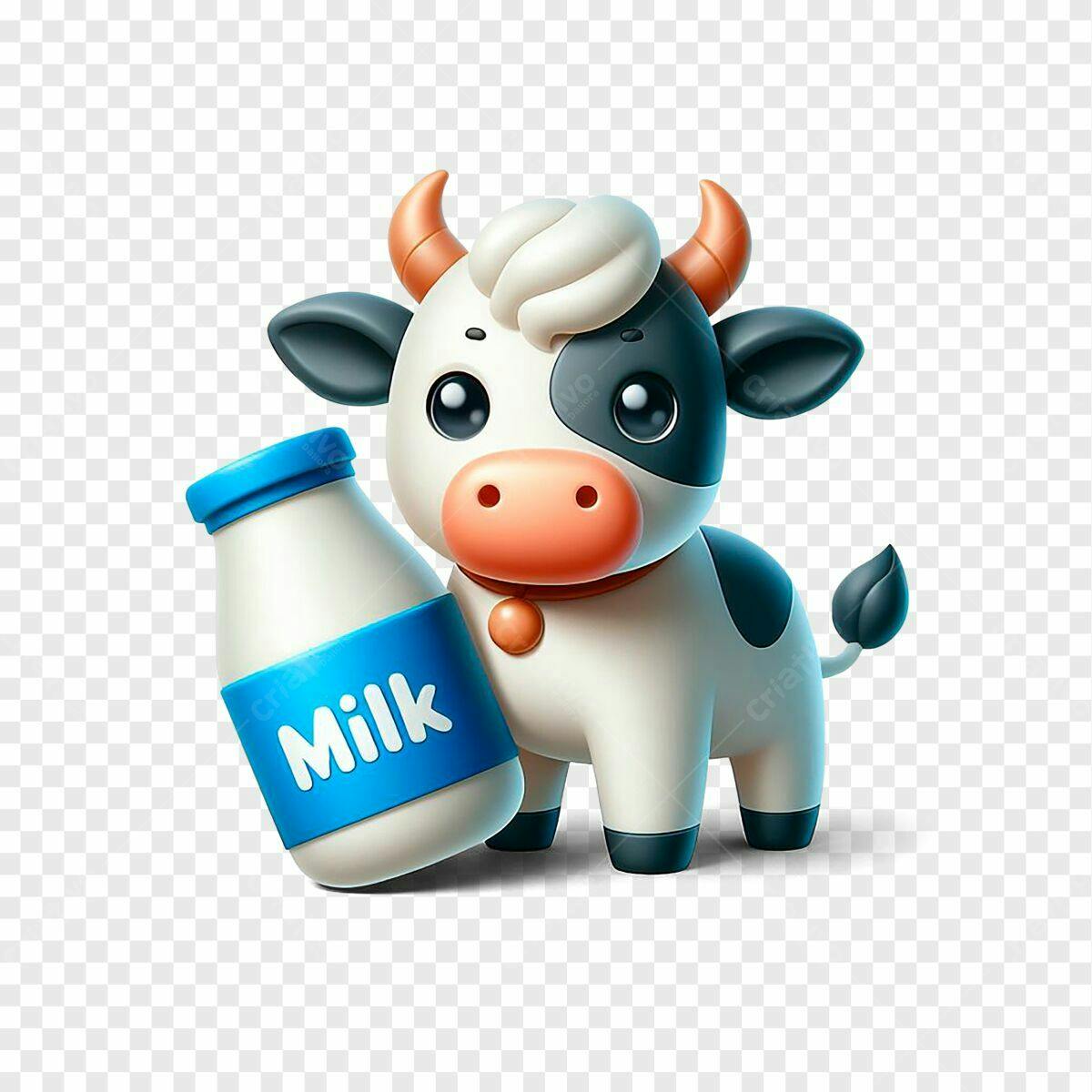 Mascote Vaca com Leite PSD Editável