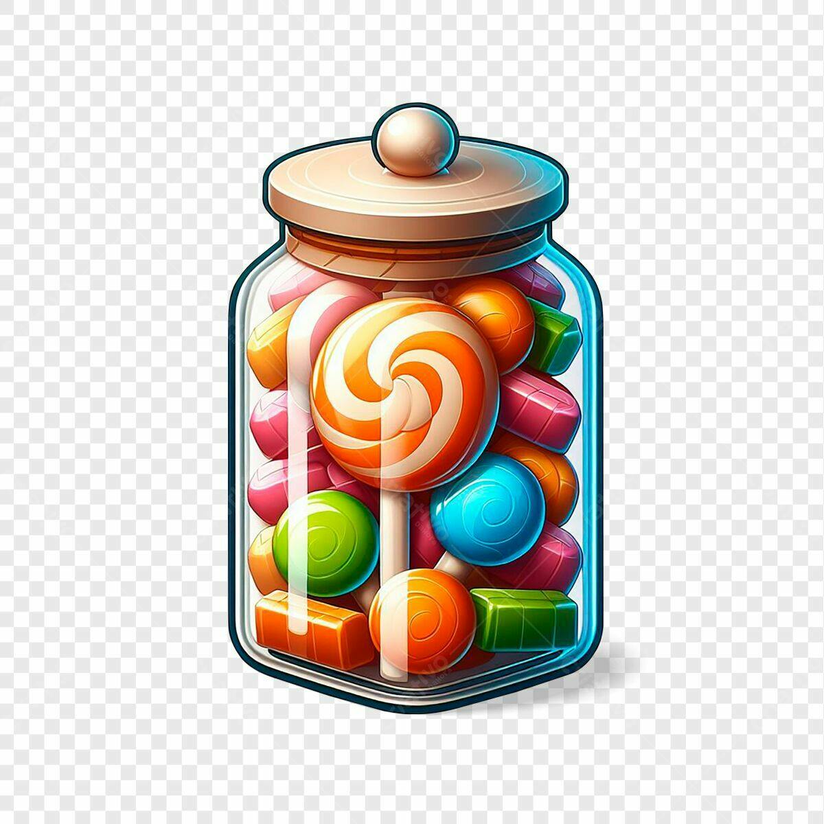 Psd de Pote de Doces Coloridos para Design de Embalagem