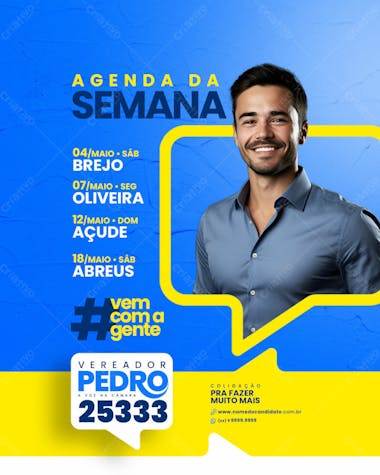 Social media campanha vereador agenda da semana