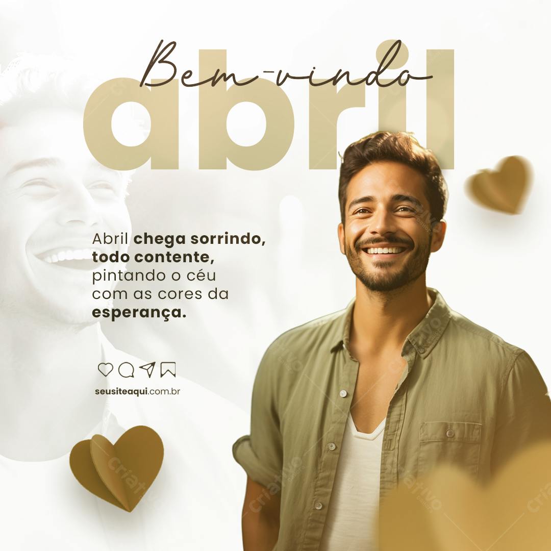 Post para Boas Vindas Abril PSD Editável