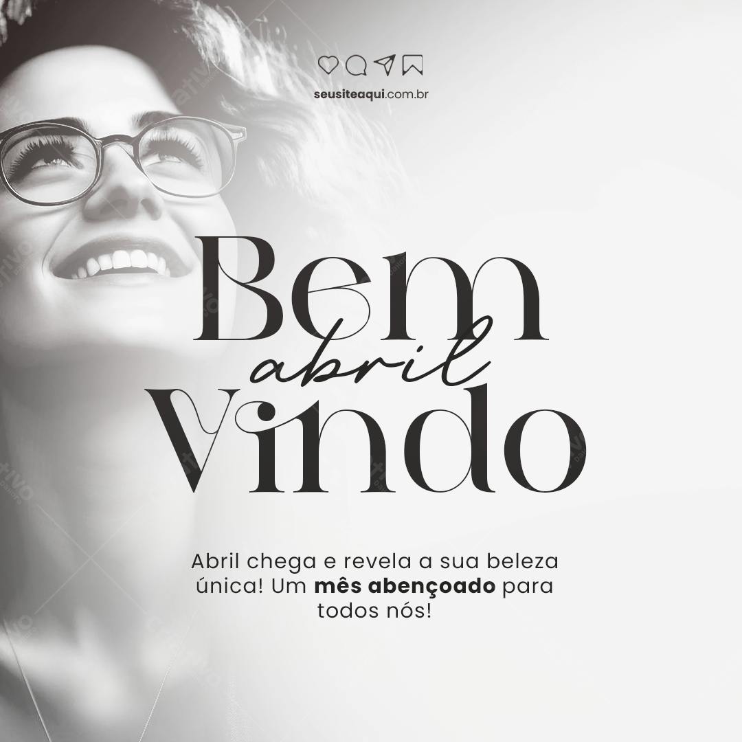 Post para Boas Vindas Abril PSD Editável