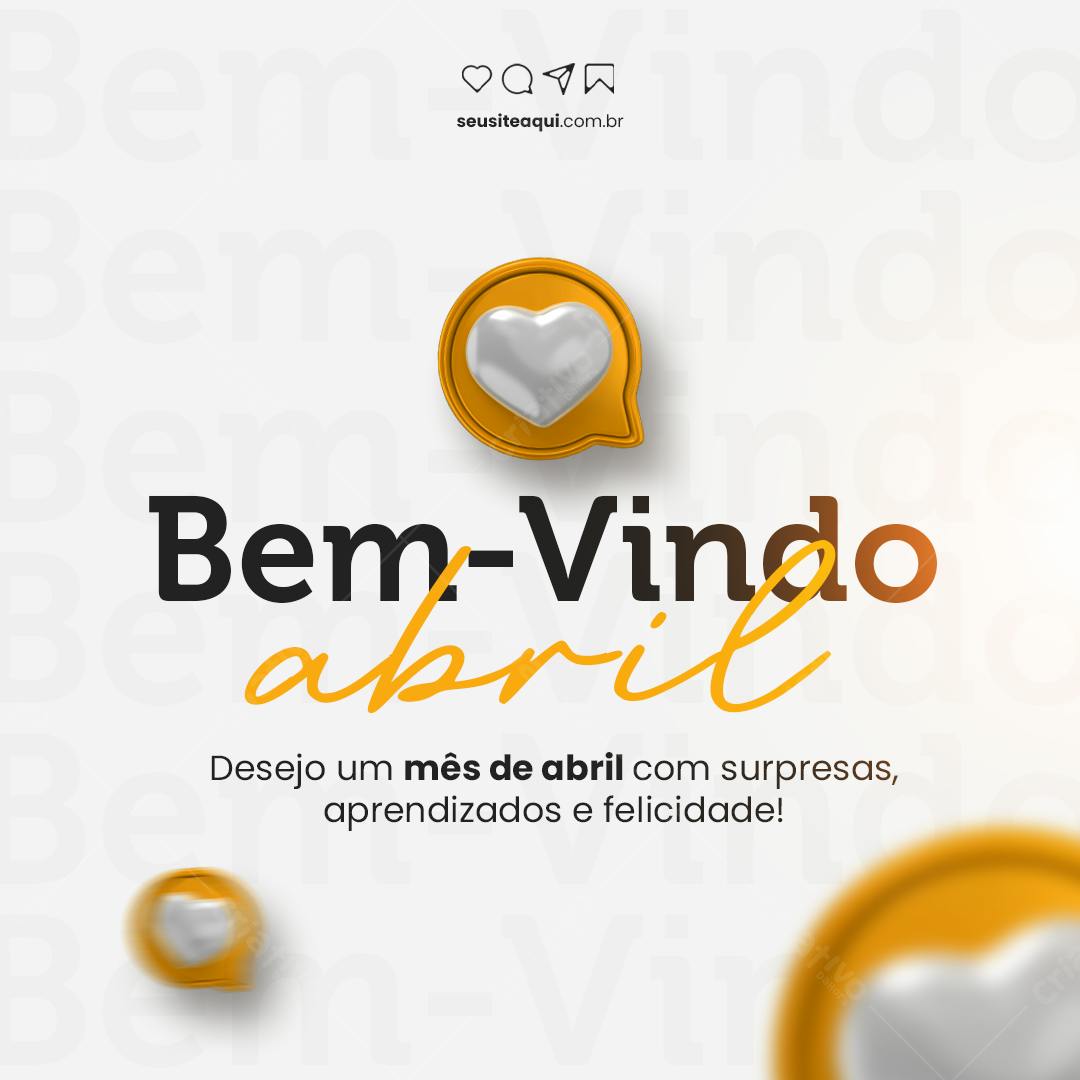 Postagem Boas Vindas Abril PSD Editável