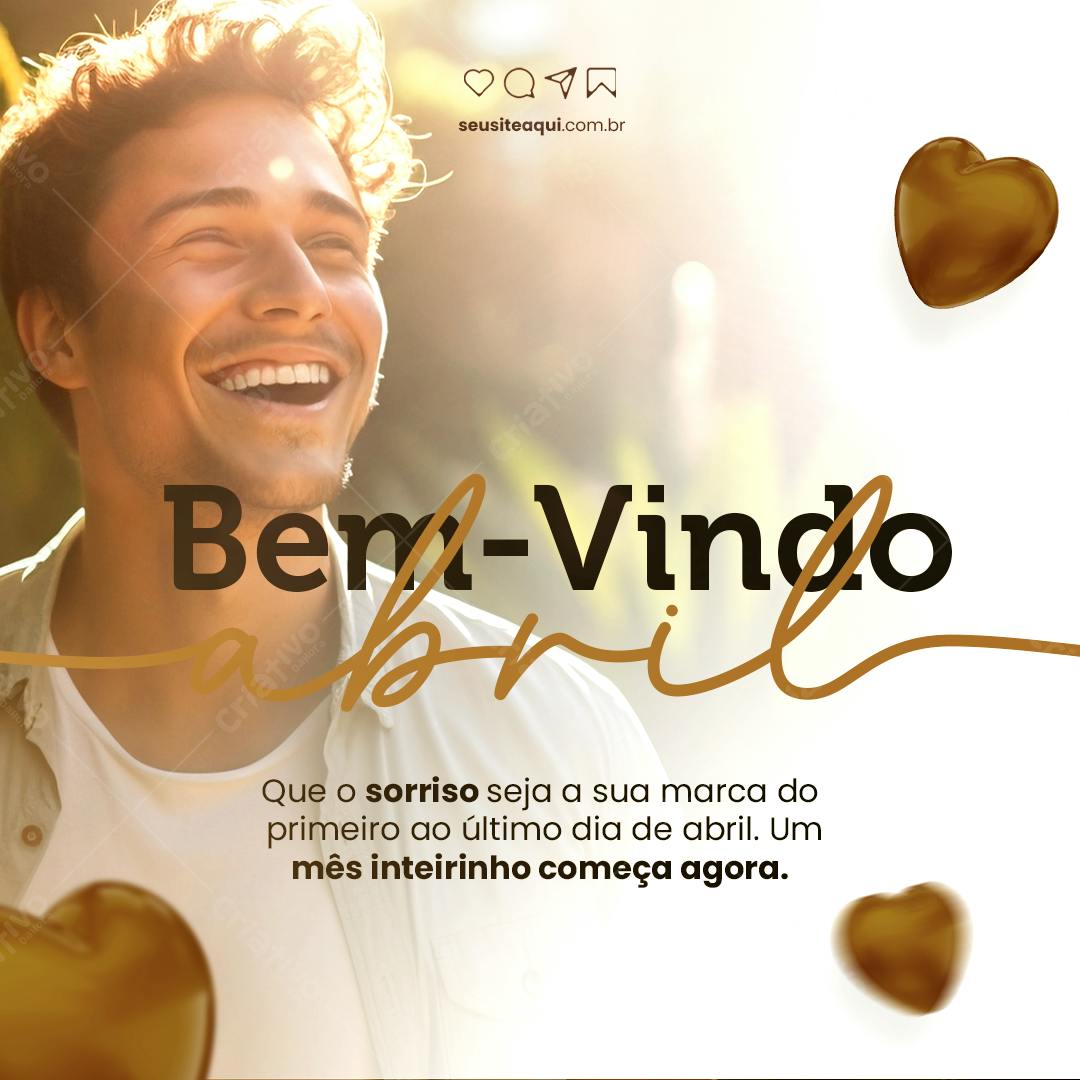 Post para Boas Vindas Abril PSD Editável