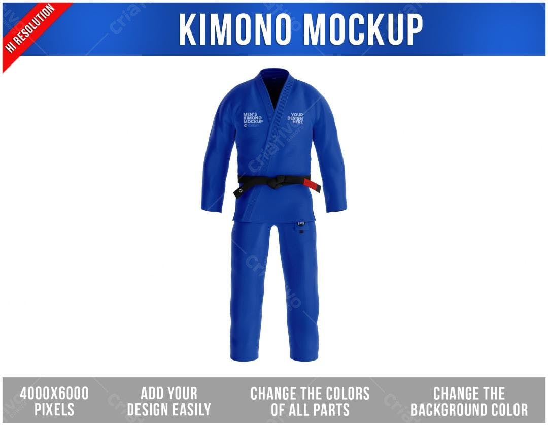 Mockup Kimono Azul para Artes Marciais PSD Editável