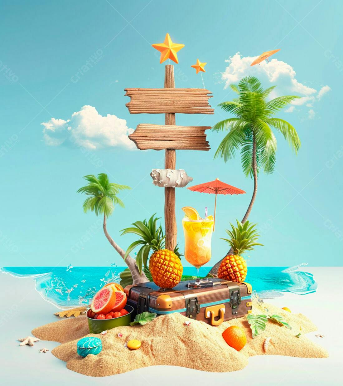 Bebida tropical na praia paradisíaca