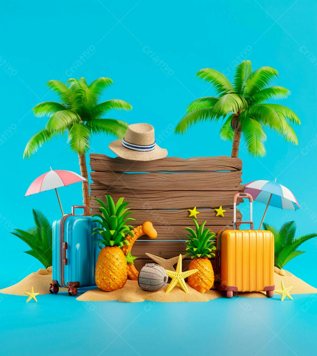 Mala de viagem praia tropical verão