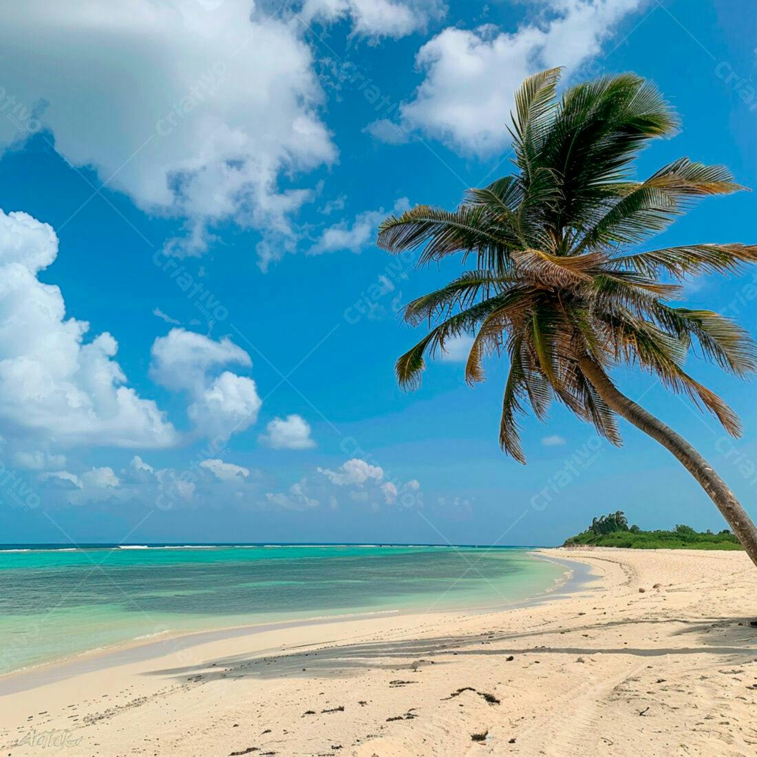 Palmeira na praia paradisíaca caribenha