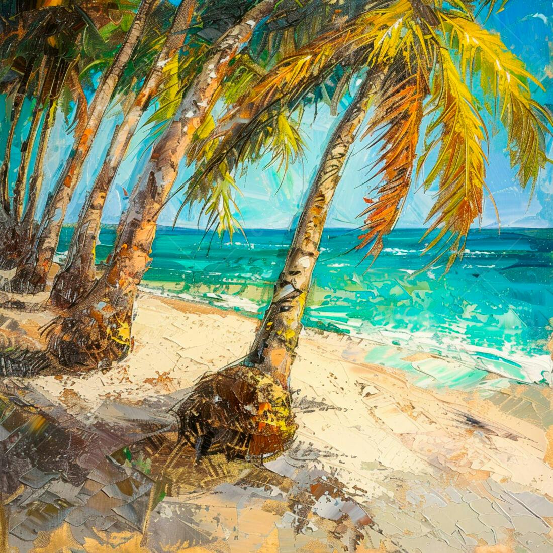 Praia tropical com coqueiros e mar turquesa