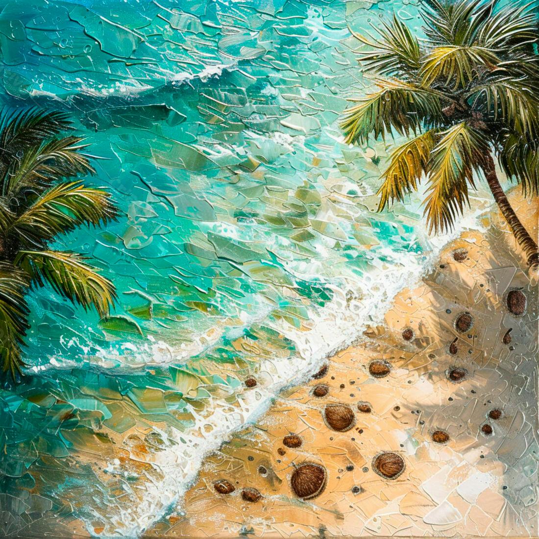 Praia tropical com coqueiros e mar turquesa
