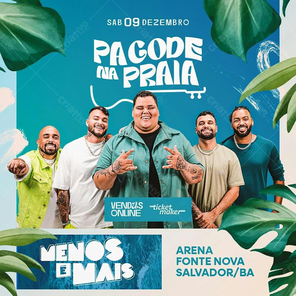 Flyer Feed Pagode Na Praia Grupo Menos É Mais