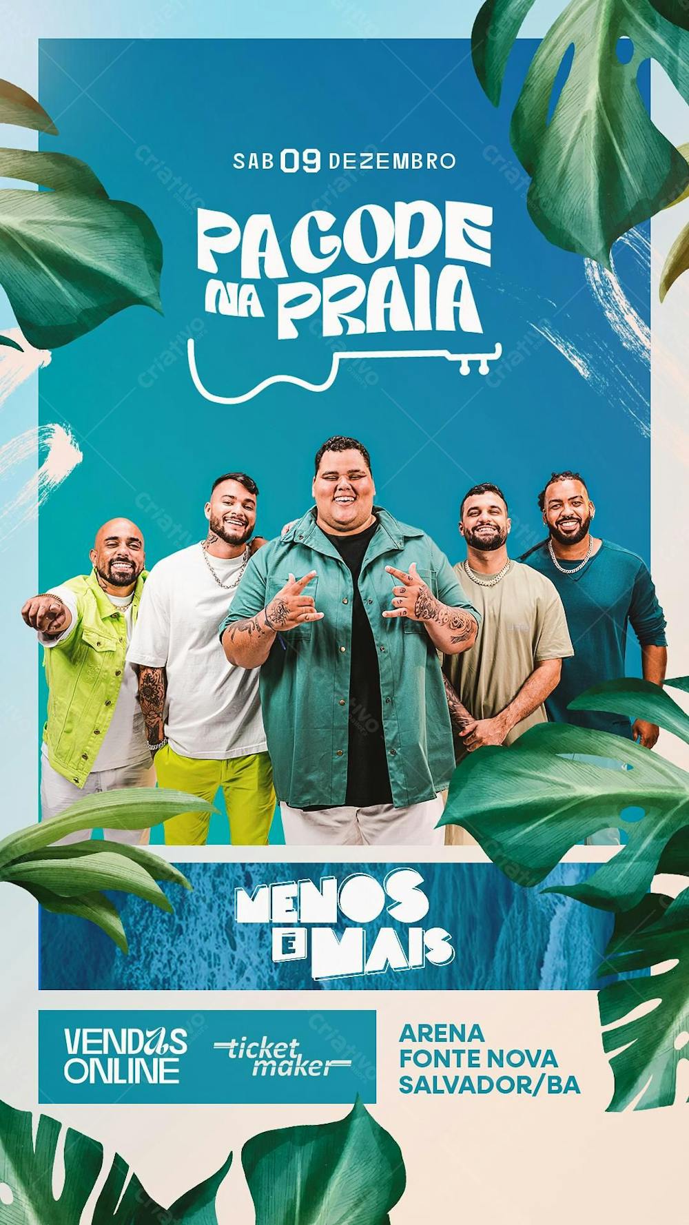 Flyer Story Pagode Na Praia Grupo Menos É Mais