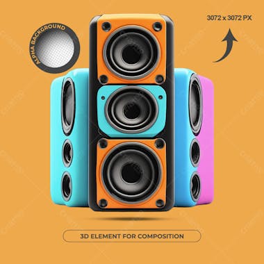 Caixas de som elemento 3d para composição