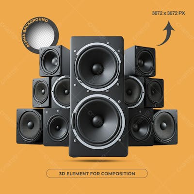 Caixas De Som Elemento 3D Para Composição