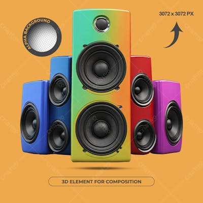 Caixas De Som Elemento 3D Para Composição