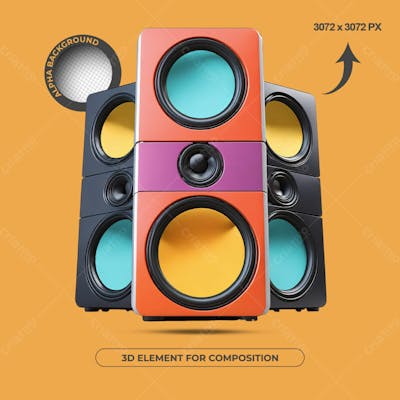 Caixas De Som Elemento 3D Para Composição